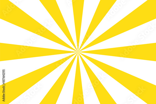 Sun ray light. Sun rays background. Radial burst. Sunburst black pattern isolated on white background. Beams line. Radiate sunlight. Comic effect texture. Retro pop art stripe. Vector illustration