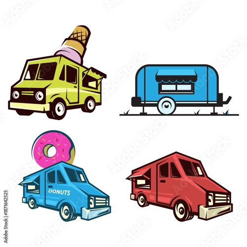 Foodtruck clipart bundle template, for food business.