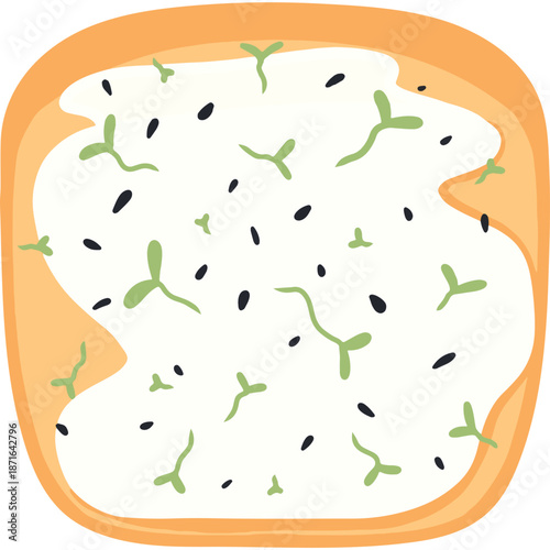 Toasted Bread with Cream Cheese and Sprouts