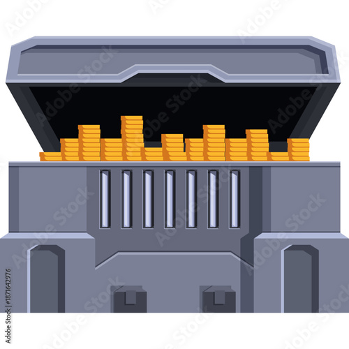 Treasure Chest Filled with Gold Coins