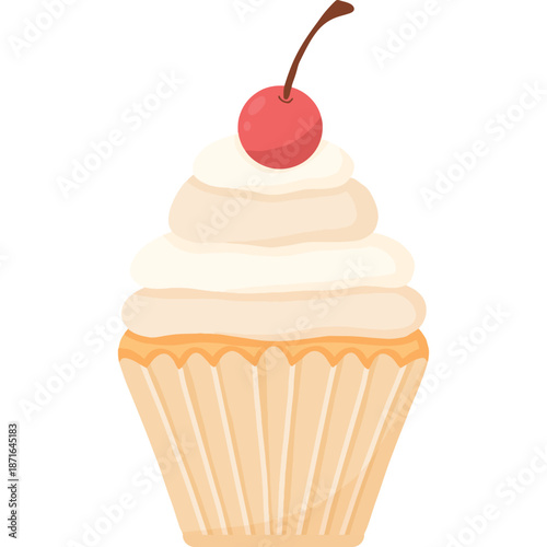 Vanilla Cupcake with Cherry Topping