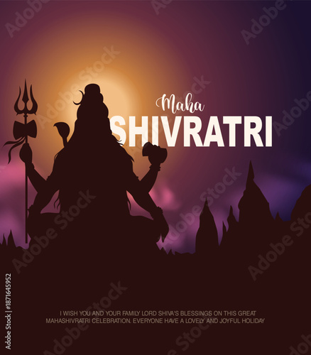happy maha Shivratri with shiv ling, a Hindu festival celebrated of lord shiva night, english calligraphy. abstract vector illustration design