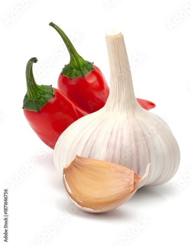 Red chili peppers and garlic