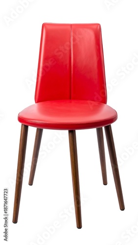 Red leather chair on white background
