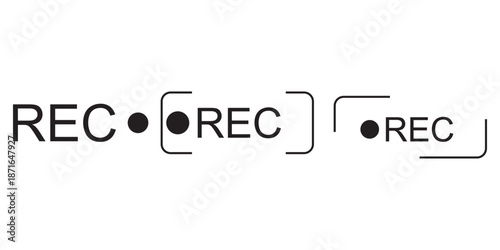 Set of Video recording button icon, video or photo recorder button icon