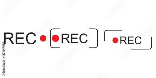 Set of Video recording button icon, video or photo recorder button icon