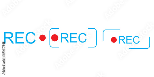 Set of Video recording button icon, video or photo recorder button icon