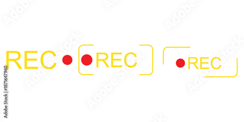 Set of Video recording button icon, video or photo recorder button icon