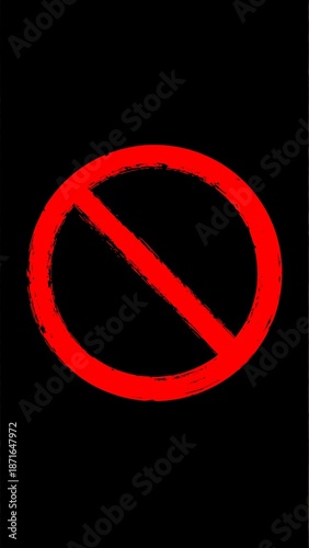 Red prohibitory sign on black