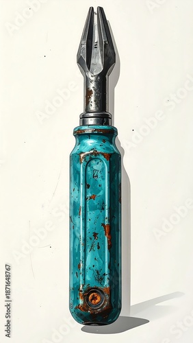 Rusty turquoise screwdriver