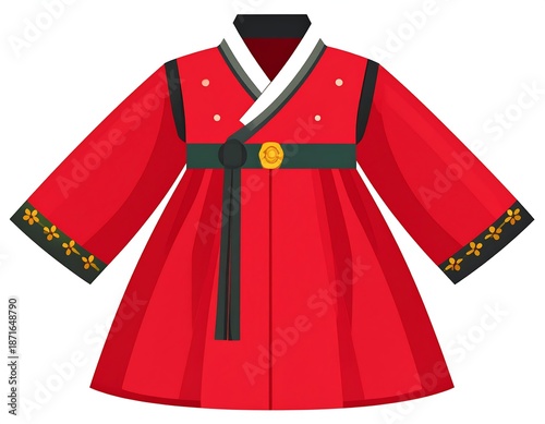 Red traditional Korean garment