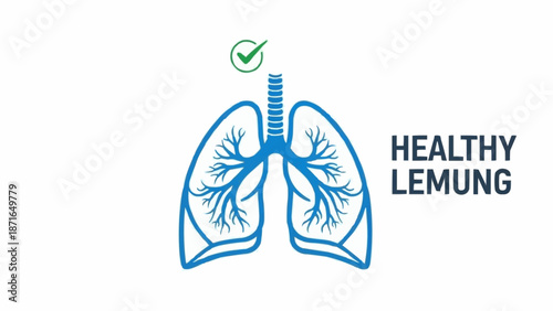 Illustration of healthy human lungs with a checkmark symbol.