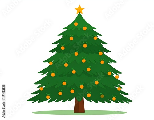 Simple Christmas tree with orange ornaments