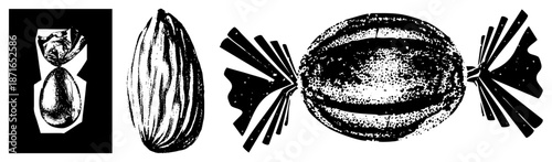 Vintage Chocolate Candy Wrapper with Textured Wrapper and Cacao Bean