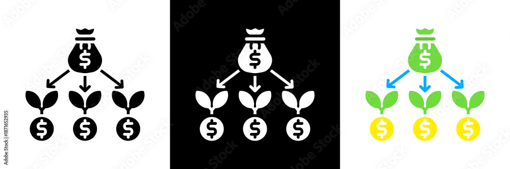 Fototapeta premium Asset Allocation Icon Set Glyph vector Illustration 