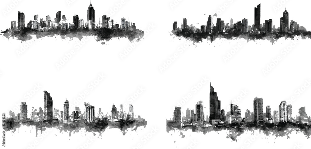 Obraz premium Distressed sketch of building with dust on isolated background. Architectural sketch of a house house sketch drawing