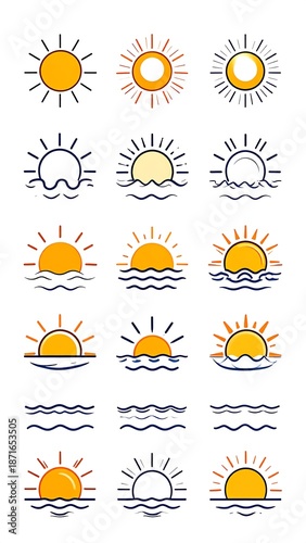 Simple sun and water icons