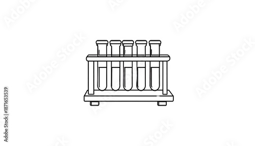 Simple line drawing of test tubes in rack