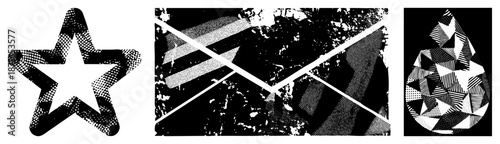 Halftone Star, Envelope, and Waterdrop Vector with Dot Texture