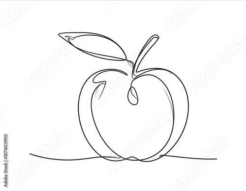 Single line drawing of an apple