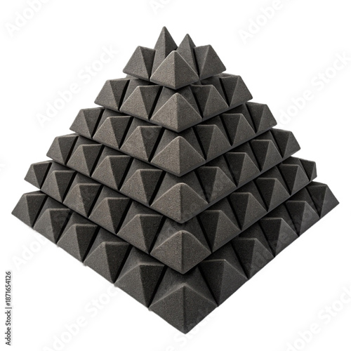Pyramid-shaped triangular bass absorber blocks for soundproofing and acoustic treatment in professional recording studios or home offices