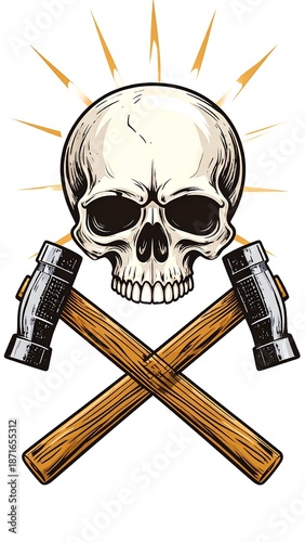 Skull with crossed hammers