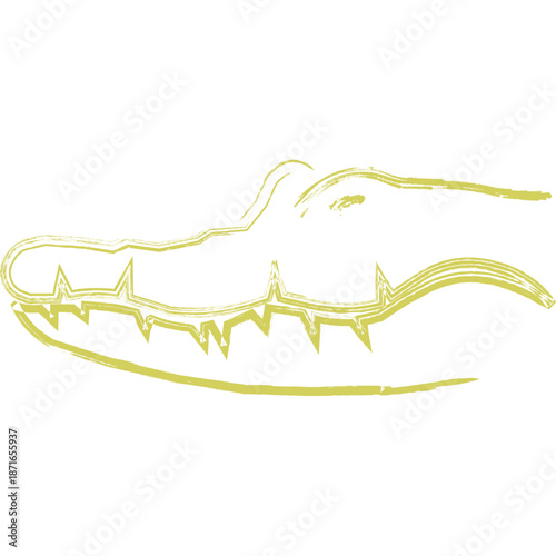 Yellow Line Drawing of an Alligator's Head