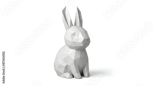 White Rabbit Figurine Isolated on White
