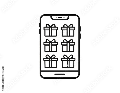Smartphone displaying gift boxes