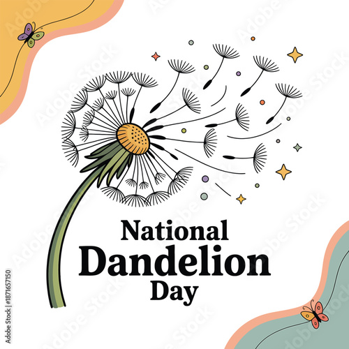 Dandelion Flower Seeds Illustration for National Dandelion Day