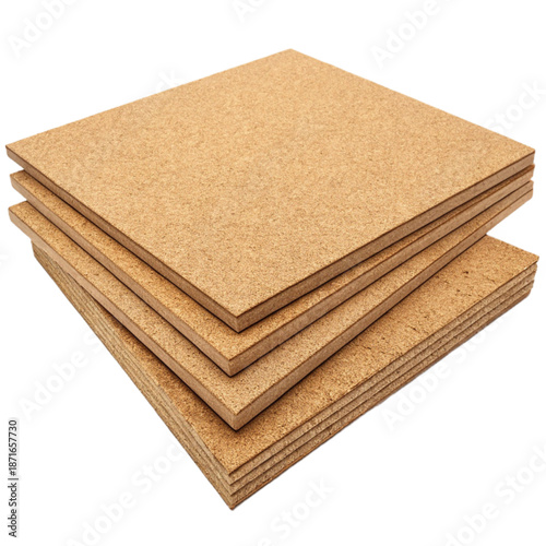 Stack of layered cork sound dampening sheets for acoustic insulation and noise reduction
