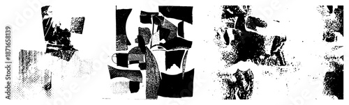 Abstract Geometric Shapes in Halftone Dot Composition