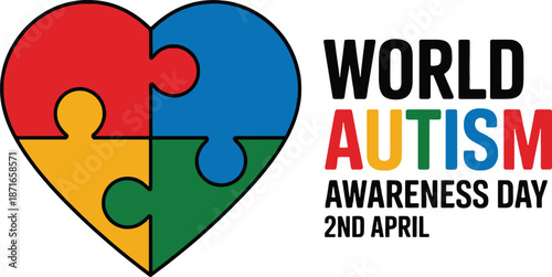 Autism Awareness Day Puzzle Heart Symbol