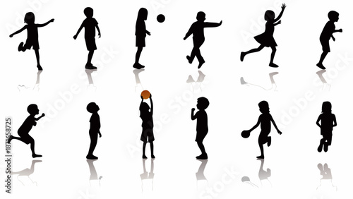 Children playing sports in various dynamic poses