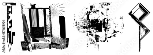 Abstract Geometric Shapes in Bold Black and White Vector Art