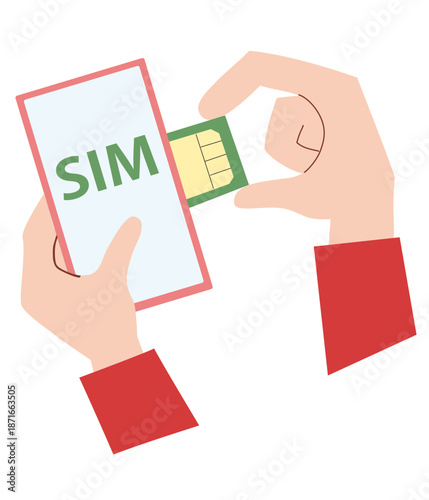 スマートフォンSIMカードの取り出し方のベクターイラスト