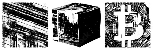 Bitcoin Cryptocurrency Symbol Integrated with Circuit Board Design