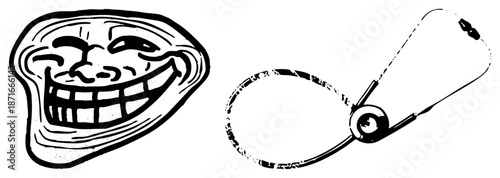 Troll Face and Stethoscope Medical Symbol Vector Set