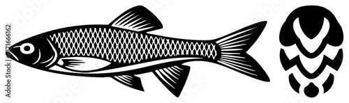Stylized Fish and Abstract Scale Vector Illustration
