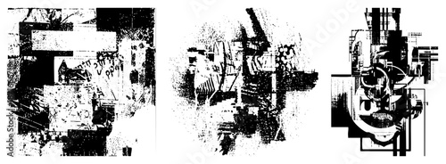 Abstract Geometric Fragmented Forms in High Contrast Vector Art