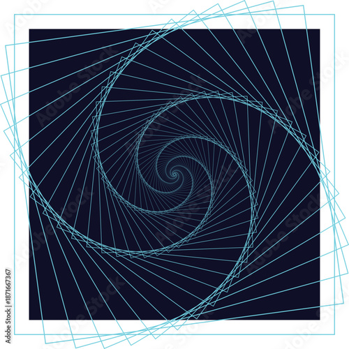 Dynamic abstract geometric spiral pattern a modern vector illustration with light blue lines on a dark background ideal for technology and science concepts