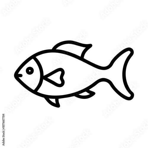 Fish line art icon, aquatic animal vector illustration isolated on white