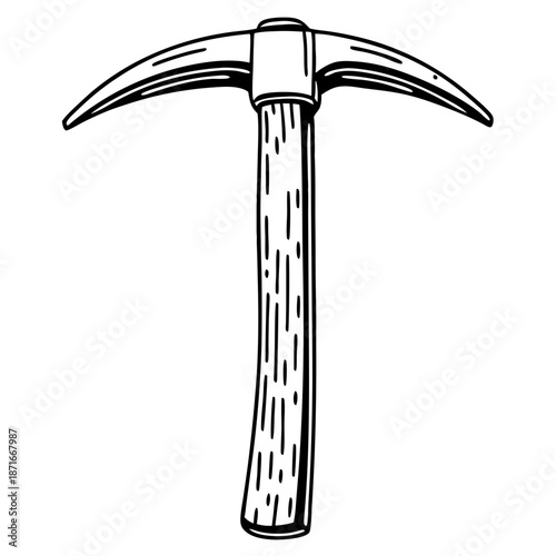 Mining Pickaxe Tool Vector Line Art