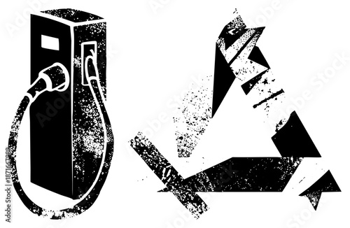 Electric Vehicle Charging Station with Abstract Energy Symbol