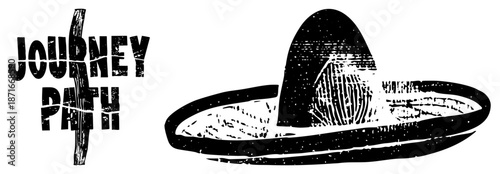 Mexican Sombrero Hat with "Journey Path" Text Logo Design