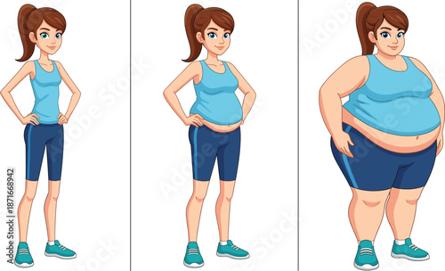 Stages of Weight Gain and Body Transformation for Young WomanStages of Weight Gain and Body Transformation for Young Woman