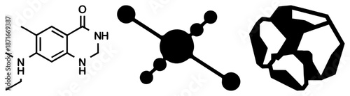 Molecular Structures Depicted as Abstract Black Silhouettes