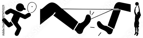 Silhouetted Athletes in Dynamic Sports Action Poses