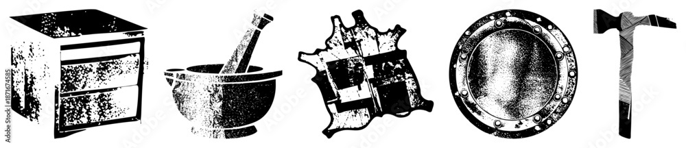 Fototapeta premium Vintage Tool & Equipment in Grunge Vector Style
