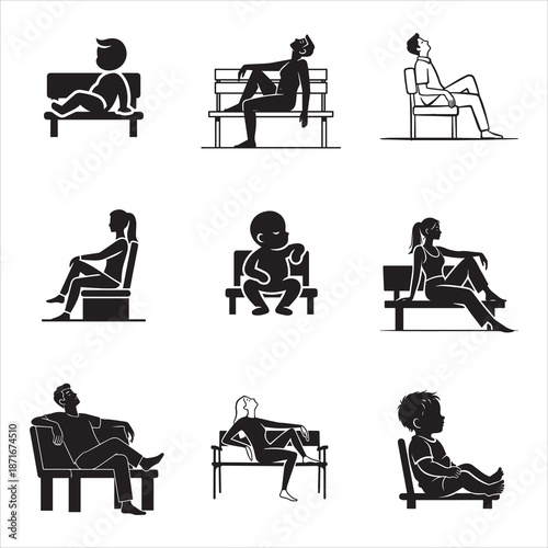 Person Sitting Bench Quiet Minimal Silhouette Line Art